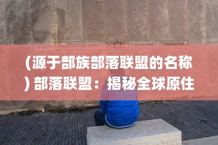 (源于部族部落联盟的名称) 部落联盟：揭秘全球原住民部落间深层次的交流与合作机制