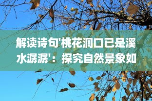 解读诗句'桃花洞口已是溪水潺潺'：探究自然景象如何映射诗人的内心世界