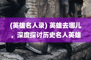 (英雄名人录) 英雄去哪儿，深度探讨历史名人英雄的生涯轨迹和人生选择