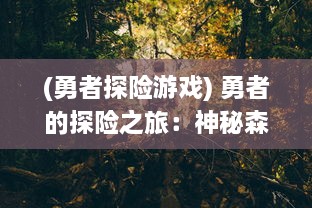 (勇者探险游戏) 勇者的探险之旅：神秘森林中的精灵奇遇与邪恶暗黑力量的对决