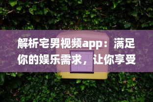 解析宅男视频app：满足你的娱乐需求，让你享受宅在家中的乐趣