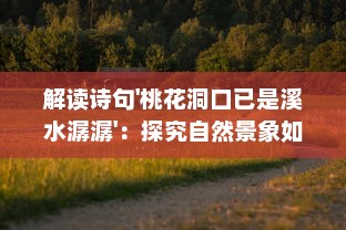 解读诗句'桃花洞口已是溪水潺潺'：探究自然景象如何映射诗人的内心世界 v0.0.9下载