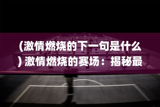 (激情燃烧的下一句是什么) 激情燃烧的赛场：揭秘最强美职篮的无限可能与背后的辉煌历程